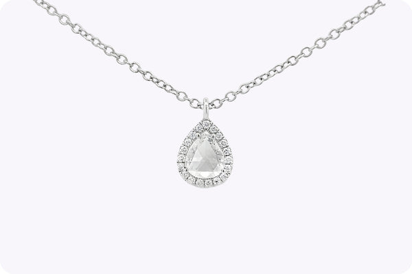 0.67 Carat Rose Cut Diamond Halo Pendant Necklace