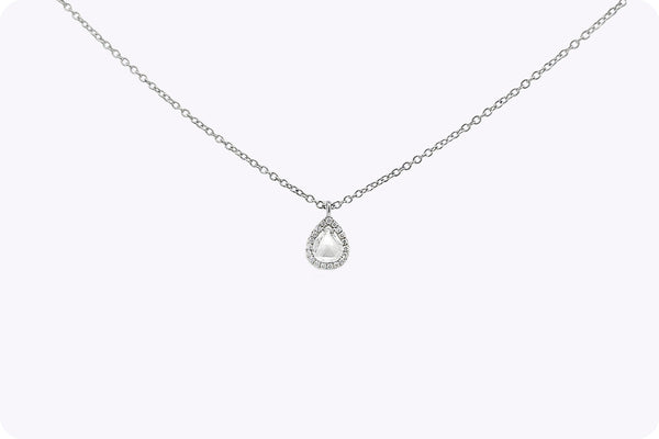 Rose Cut Diamond Halo Pendant Necklace