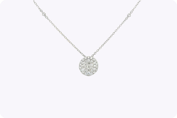 1.14 Carats Round Cut Diamond Disc Pendant Necklace