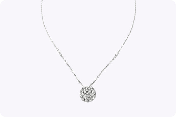Round Cut Diamond Disc Pendant Necklace