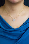 1.14 carat round-cut diamond disc pendant necklace in yellow gold