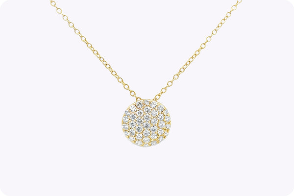 1.14 Carats Round Cut Diamond Disc Pendant Necklace