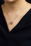 Floral Pendant Necklace with Ruby & Sapphire Gold