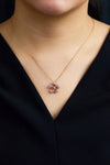 Floral Pendant Necklace with Ruby & Sapphire Gold
