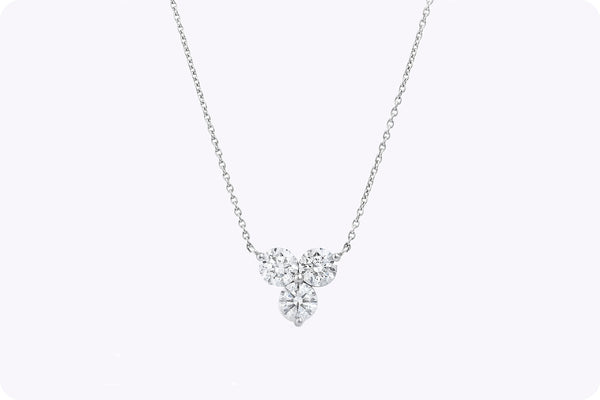 1.52 Carat Round Brilliant Cut Diamond Clover Pendant Necklace in Platinum