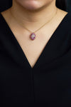Round Brilliant Cut Diamond Ruby and Sapphire Necklace