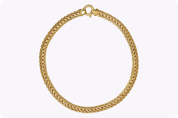 85.97 Grams Wheat Chain Collar Necklace in 18K Yellow Gold