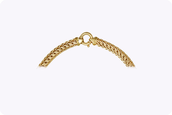 85.97 Grams Wheat Chain Collar Necklace in 18K Yellow Gold