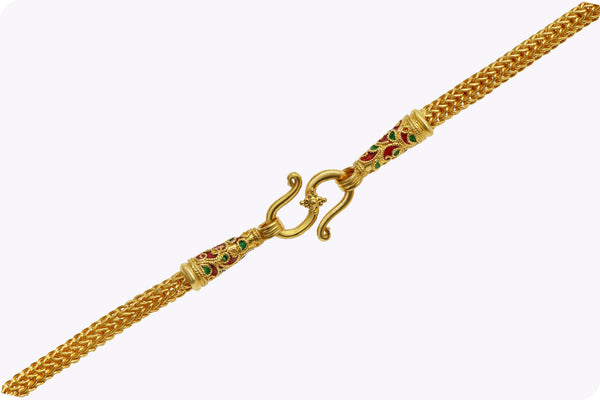 Large Etruscan Revival Pendant Chain Necklace in 22K Yellow Gold