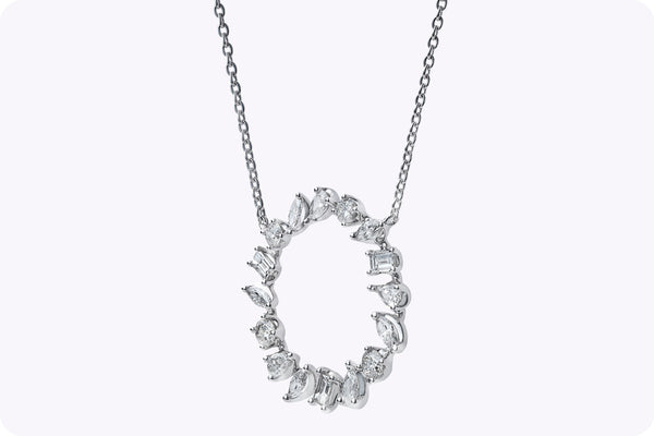  Mixed-Cut Diamond Pendant Necklace 