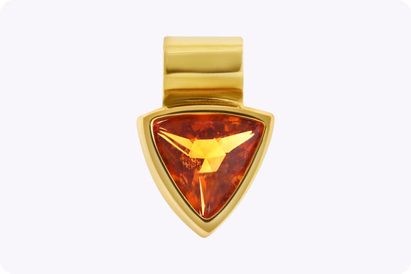 2.50 Carats Triangular Citrine Bezel-Set Pendant in 18K Yellow Gold
