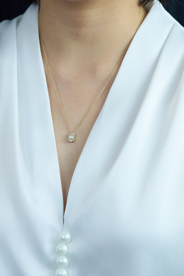 0.49 carat diamond elongated hexagon pendant necklace by Roman Malakov