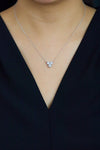 Elegant round brilliant cut diamond clover pendant necklace in platinum