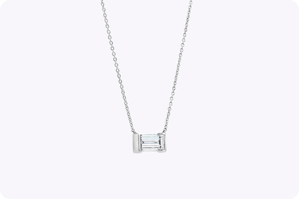 Baguette Diamond Solitaire Pendant Necklace 