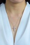1.56 carat round brilliant cut diamond cross pendant necklace