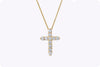 1.56 Carat Round Brilliant Cut Diamond Cross Pendant Necklace in Yellow Gold