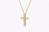 Round Brilliant Cut Diamond Cross Pendant Necklace in Yellow Gold