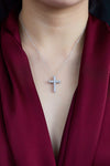 Diamond Cross Pendant Necklace in White Gold