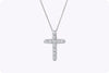 1.59 Carat Round Brilliant Cut Diamond Cross Pendant Necklace in White Gold