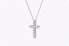 Round Brilliant Cut Diamond Cross Pendant Necklace in White Gold