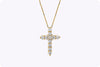 Round Brilliant Cut Diamond Cross Pendant Necklace in Yellow Gold