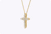 Round Brilliant Cut Diamond Cross Pendant Necklace in Yellow Gold