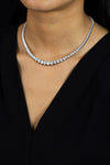 20.72 Carats Total Graduating Round Diamond Riviera Tennis Necklace in White Gold