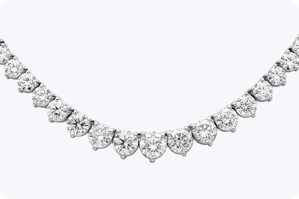 20.72 Carats Total Graduating Round Diamond Riviera Tennis Necklace in White Gold