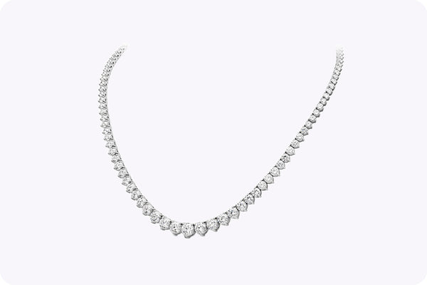 20.72 Carats Total Graduating Round Diamond Riviera Tennis Necklace in White Gold