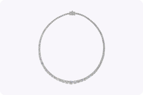 GIA Certified 29.88 Carats Total Round Brilliant Cut Diamond Riviera Necklace