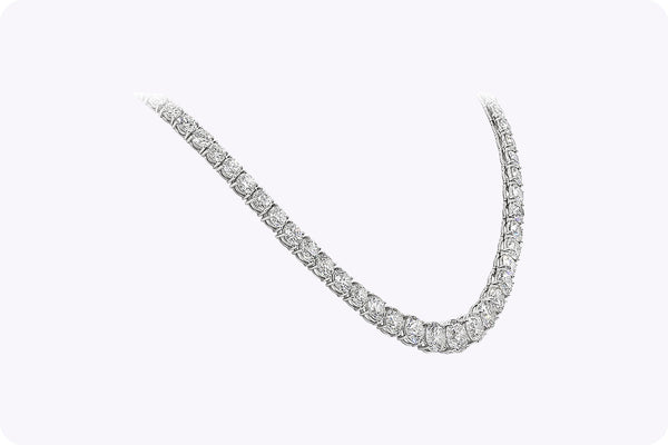 GIA Certified 29.88 Carats Total Round Brilliant Cut Diamond Riviera Necklace