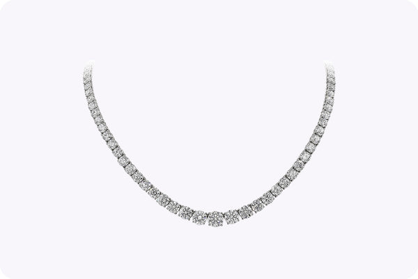 GIA Certified 29.88 Carats Total Round Brilliant Cut Diamond Riviera Necklace