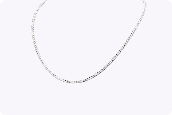 7.29 Carats Total Round Shape Diamond Tennis Necklace in White Gold