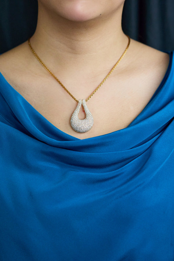 7.96 Carats Total Round Brilliant Cut Diamond Large Pendant in Rose Gold
