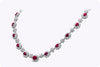 14.01 Carats Total Oval Cut Ruby & Diamond Halo Necklace in White Gold