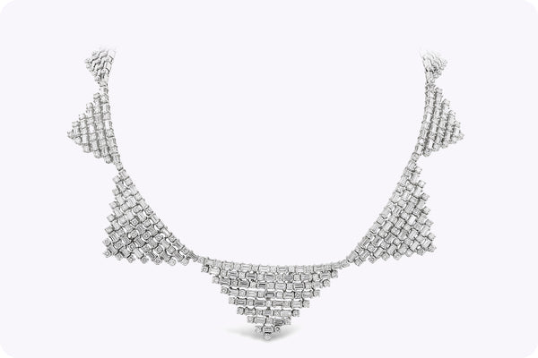 22.33 Carats Total Baguette & Round Cut Diamond Fashion Necklace in White Gold