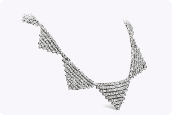 22.33 Carats Total Baguette & Round Cut Diamond Fashion Necklace in White Gold