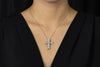2.44 Carats Total Brilliant Round Diamonds Bezel Cross Religious Pendant Necklace in Platinum