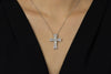 2.44 Carats Total Brilliant Round Diamonds Bezel Cross Religious Pendant Necklace in Platinum