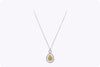 GIA Certified 5.25 Carats Pear Shape Yellow Diamond Open-Work Halo Pendant Necklace in Yellow Gold and Platinum