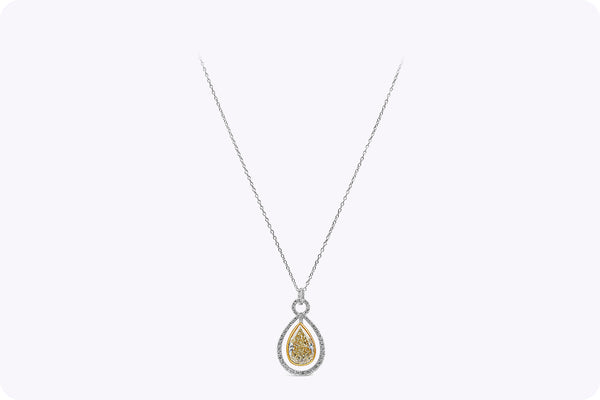 GIA Certified 5.25 Carats Pear Shape Yellow Diamond Pendant Necklace in Yellow Gold & Platinum