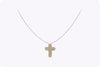 1.70 Carat Round Diamond Cross Pendant Necklace in Yellow and White Gold