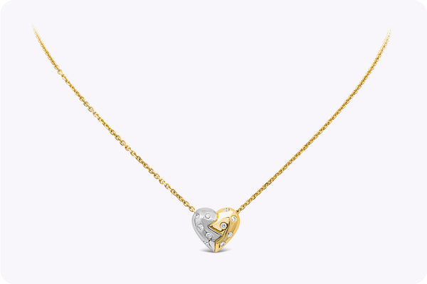 0.50 Carat Total Round Brilliant Diamond Heart Pendant Necklace in Two-Tone Gold