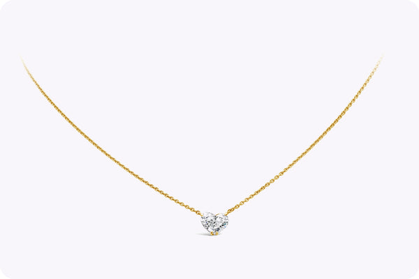 GIA Certified 1.52 Carats Heart Shape Diamond Solitaire Pendant Necklace in Yellow Gold