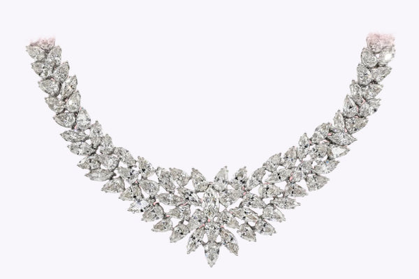 115.20 Carats Total Mixed-Cut Diamond Cluster Pendant Necklace in Platinum