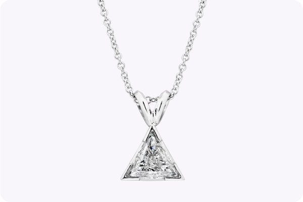 0.51 Carat Trillion Cut Diamond Solitaire Pendant Necklace in White Gold