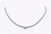 19.61 Carat Total Graduating Round Diamond Riviere Tennis Necklace in White Gold