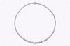 GIA Certified 19.61 Carats Total Round Brilliant Cut Diamond Riviera Tennis Necklace in White Gold