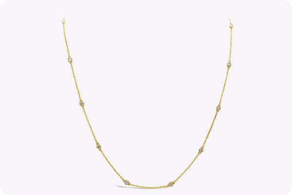 1.70 Carats Total Round Cut Diamonds By the Yard Necklace in Yellow Gold