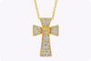 1.70 Carats Total Round Diamond Cross Pendant Necklace in Yellow Gold